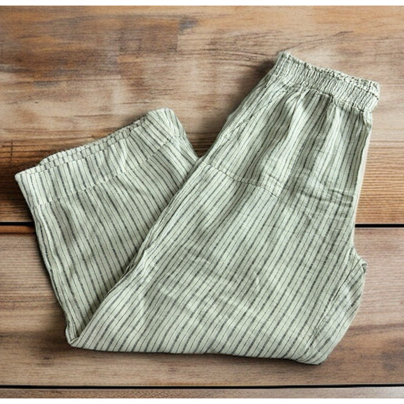 Time and Tru Linen Blend Wide Leg Pant Sz XL 16-18 Smocked Waist Pockets Palazzo - Picture 2 of 5